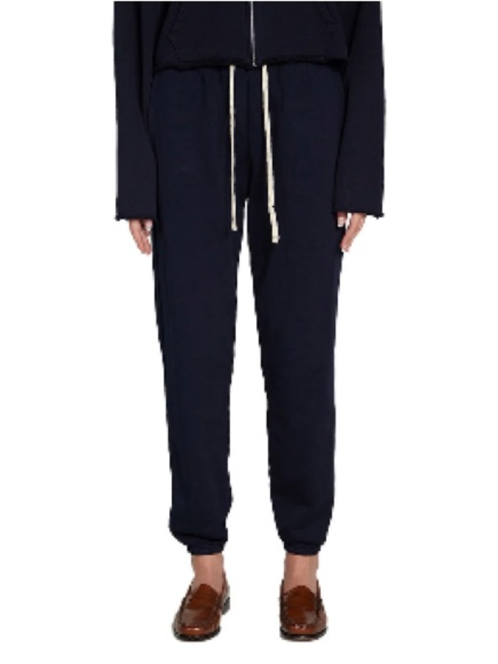 Les Tien Navy Drawstring Jogger Pants, 100% Cotton, Size: XS